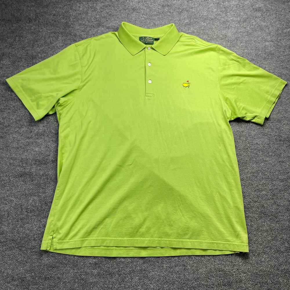 Amen Corner Masters Golf Polo Shirt Mens XL Lime Green Pima Cotton RN 120111
